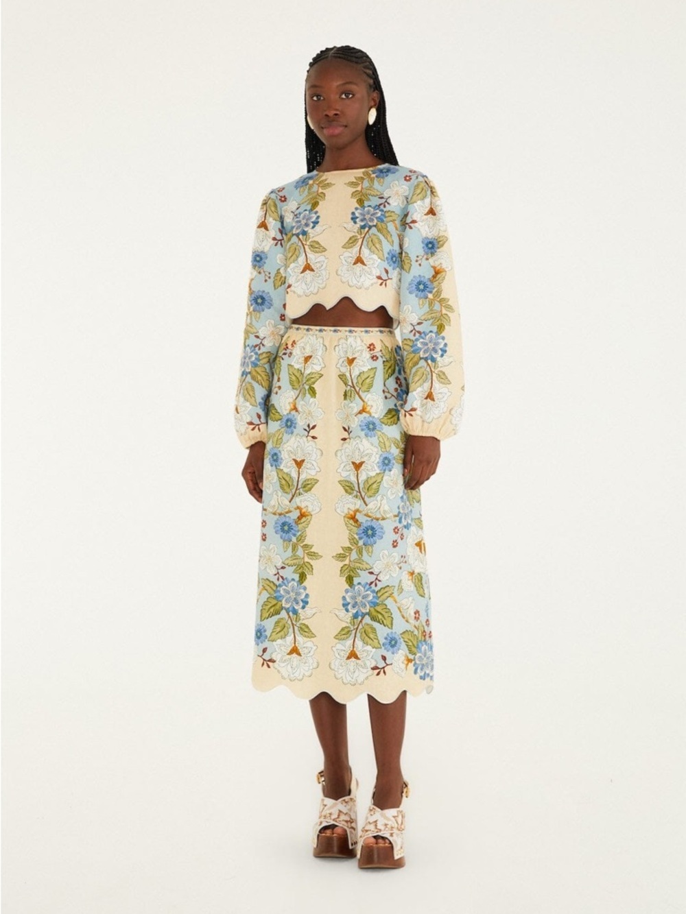 Farm Rio: Cream Garden Scarf Euroflax
Premium Linen Midi Skirt